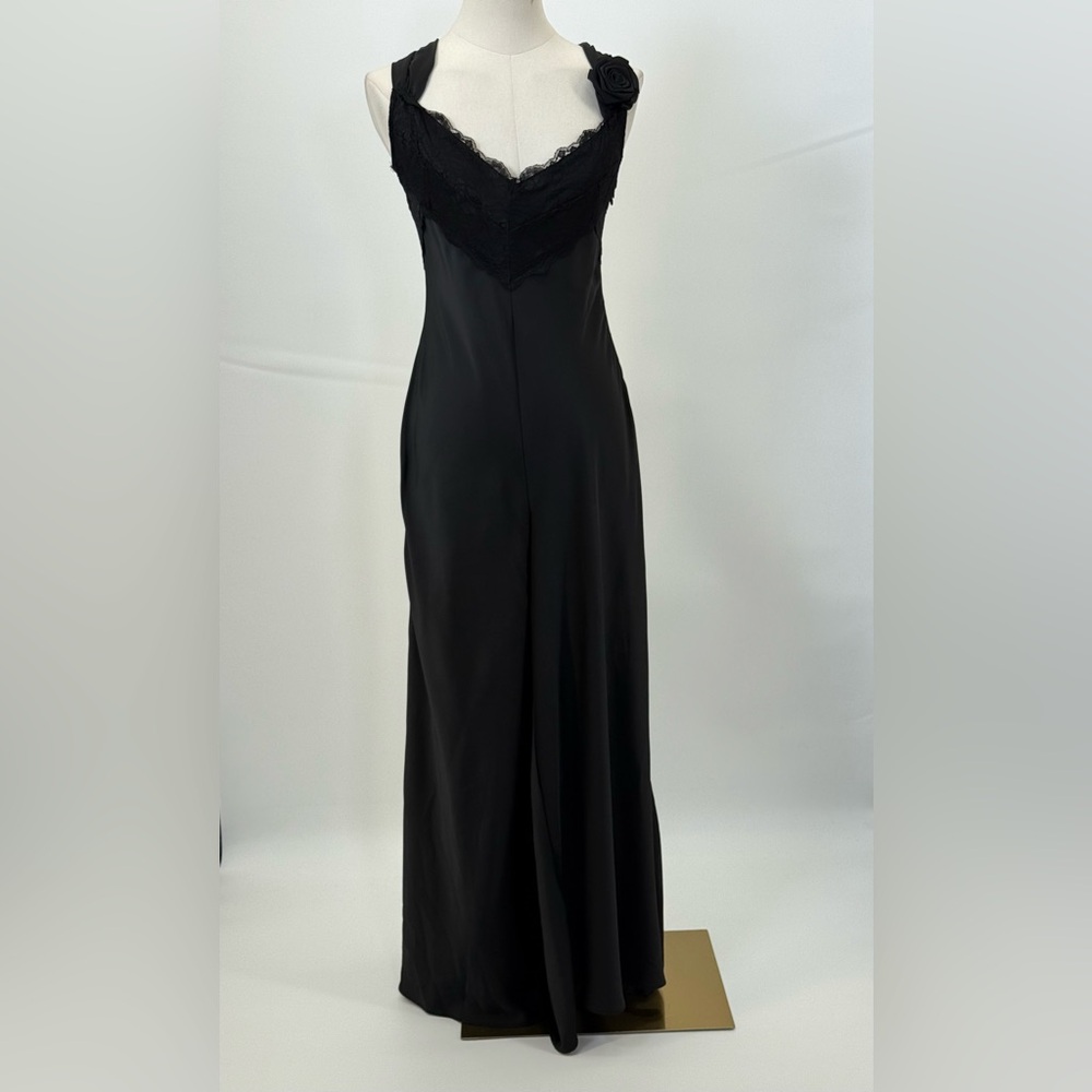 Kimchi Blue Cleo Black Satin Lace Wide-Leg Jumpsuit NWT Women’s Size M - Picture 4 of 13